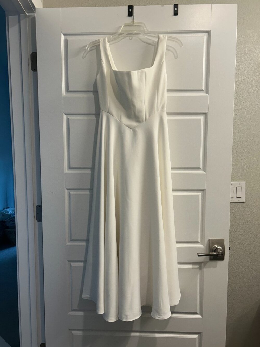 Odd Muse White Square Neck Midi Dress Size S